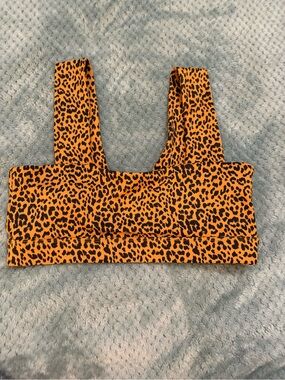 Allfenix Camel Over Leo Bandeau Sports Bra Crop Animal Print Cheetah sz Large